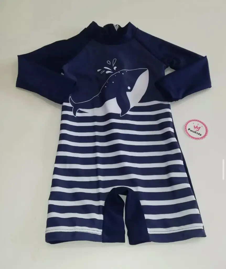 Traje de baño azul rayas ballena