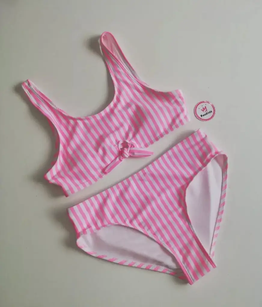 Set x2 traje de baño rayas rosadas