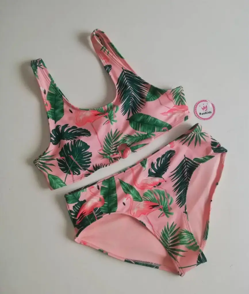 Set x2 traje de baño rosado palmas