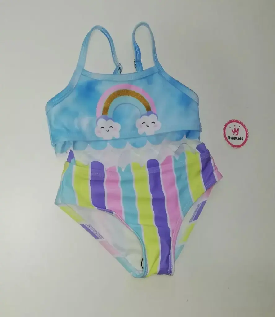 Set x2 traje de baño celeste arcoiris