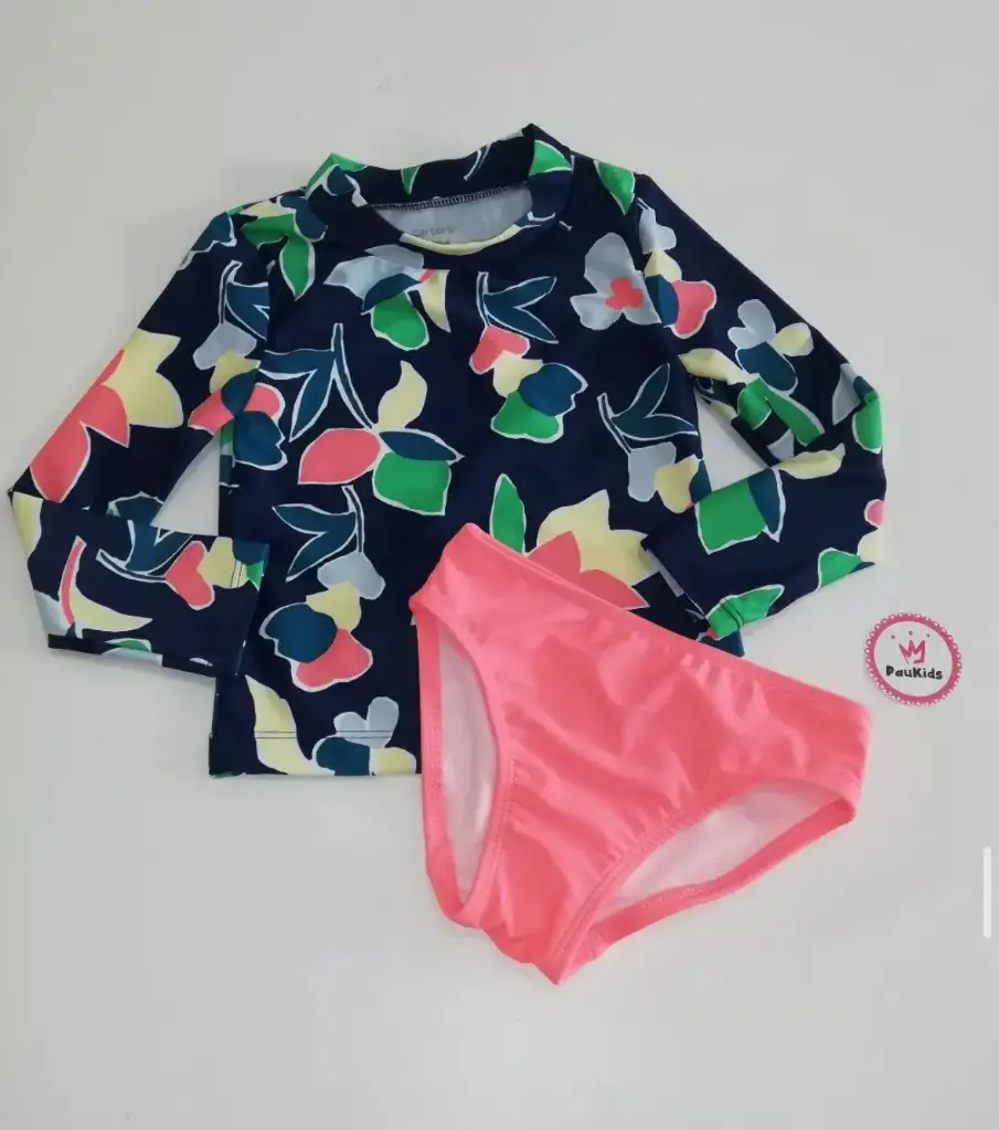 Set x2 traje de baño azul flores y coral