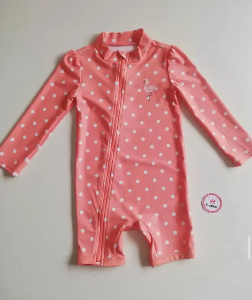 Traje de baño entero mangas largas coral
