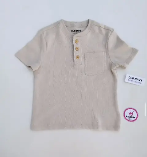 Camiseta beige botones caqui 
