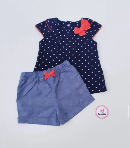 Set x2 short y blusa azul lazo