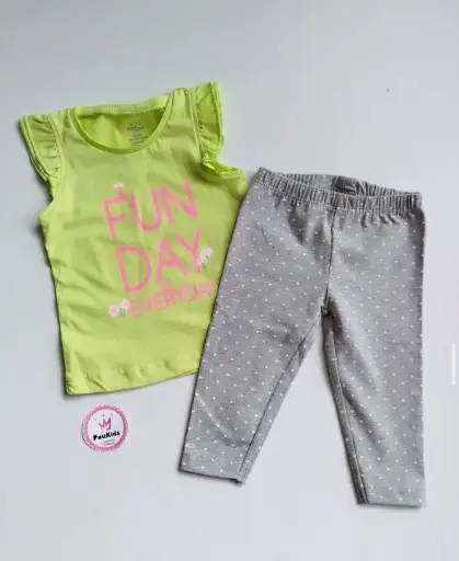 Set x2 blusa verde fun day licra gris