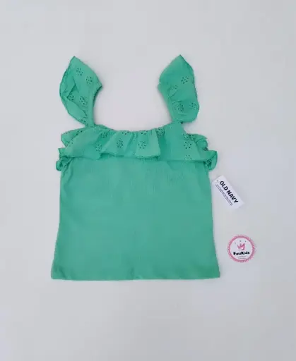 Blusa verde tiras con ruedos