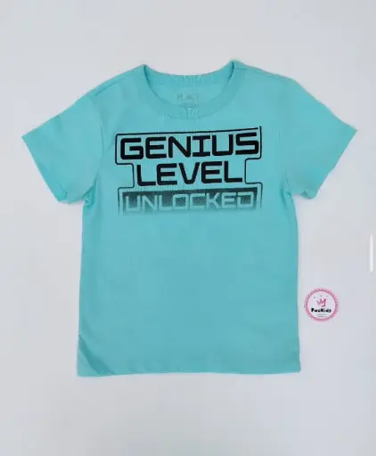 Camiseta celeste genius level unlocked