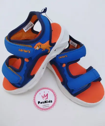 Zapatillas azules/naranjas Dino con luces