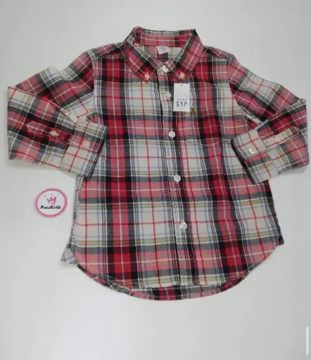 Camisa mangas largas cuadros rojo