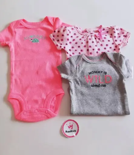 Set x3 bodysuits rosa/gris tortuga