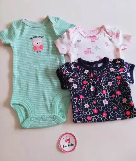 Set x3 bodysuits turquesa/blanco/gris buho