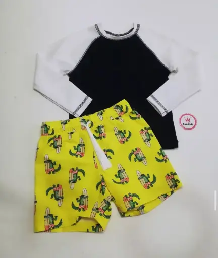 Set x2 traje de baño blanco / amarillo cocodrilo