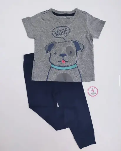 Set x2 camiseta gris perro y pantalón