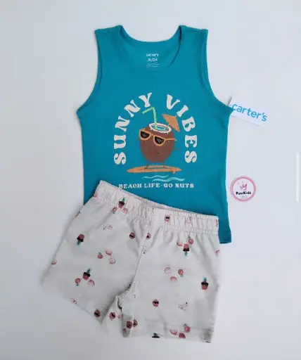 Set x2 Camiseta turquesa coco y short