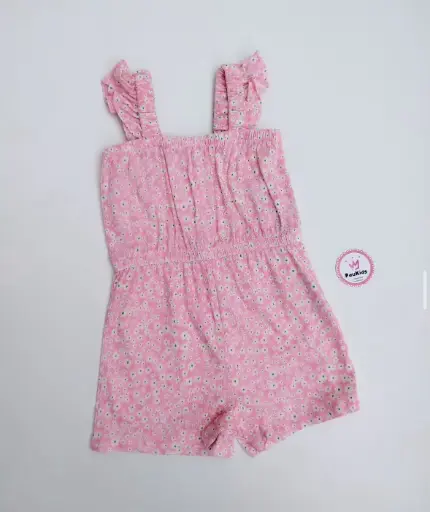 Romper rosado flores blancas
