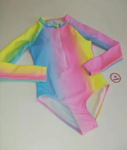 Traje de baño entero mangas largas colores degradé