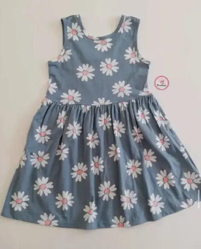 Vestido azul flores margaritas