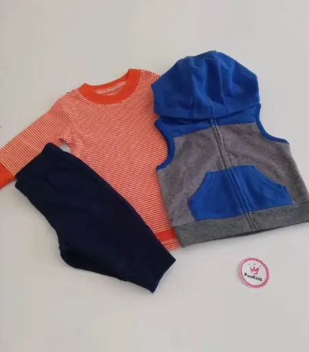 Set x3 bodie naranja buzo y pantalón