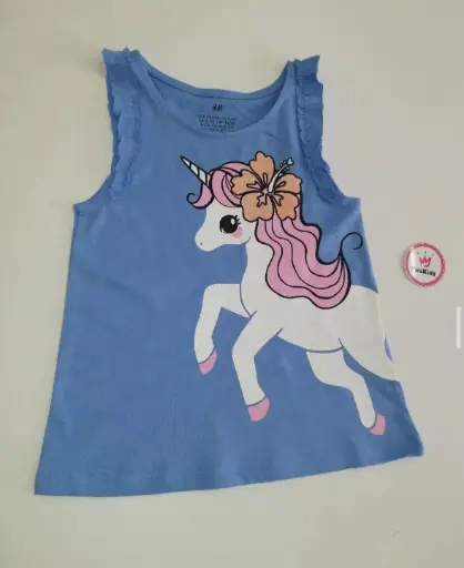 Blusa celeste unicornio brillos