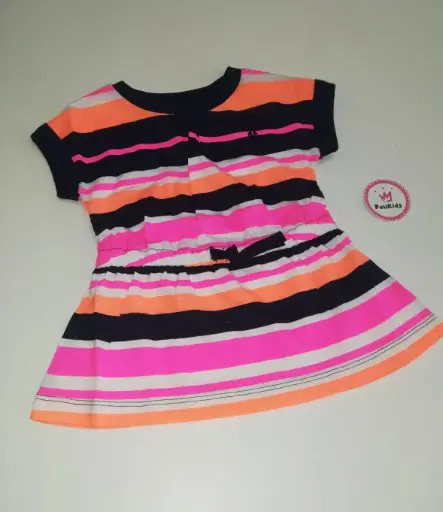 Vestido rayas fucsia/naranja