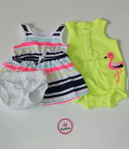 Set x3 bodie flamenco vestido y calzon 