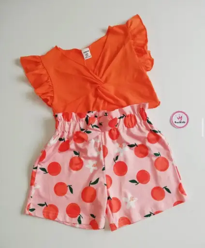 Set x2 blusa naranja y short 