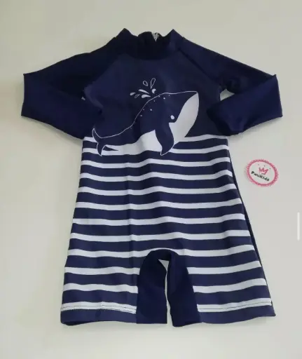 Traje de baño azul rayas ballena