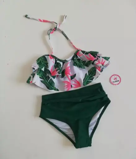 Set x2 traje de baño verde flores