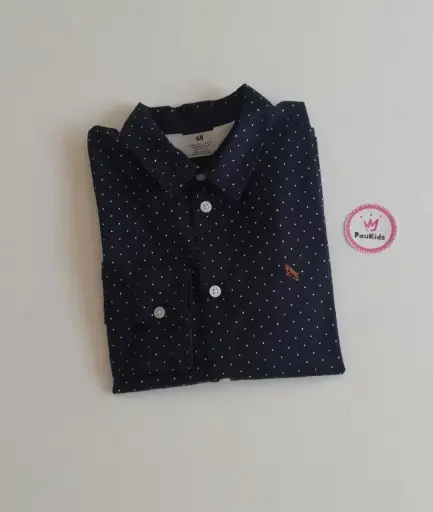 Camisa mangas largas azul puntitos
