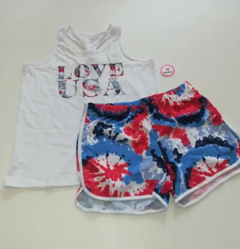Set x2 blusa y short rojo azul