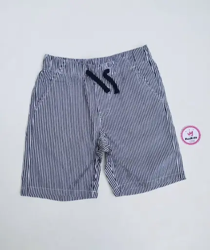 Pantaloneta azul/rayas elástico cordón  