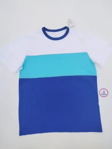Camiseta blanca / celeste / azul