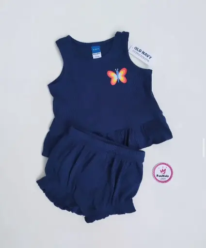 Set x2 blusa y short azul mariposa