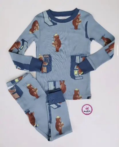 Set x2 pijama celeste oso máquina